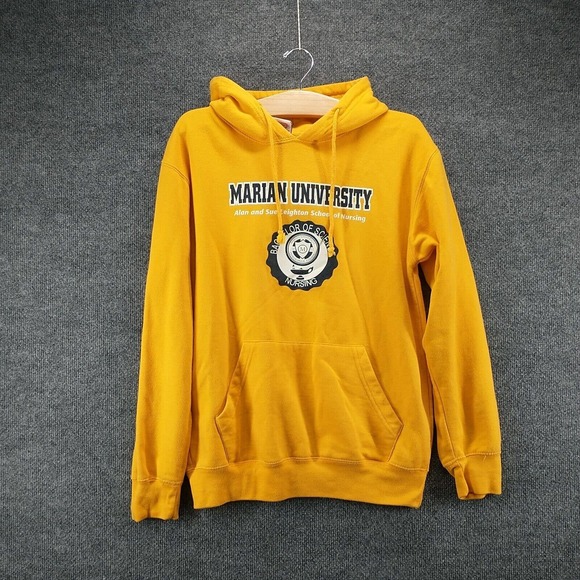 Dodger Men's Marian University Nursing Pullover Graphic Hoodie Yellow Small - Picture 2 of 12